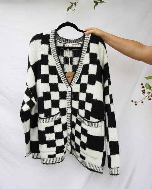 Brooklyn Checkered Oversized Sweater Cardigan