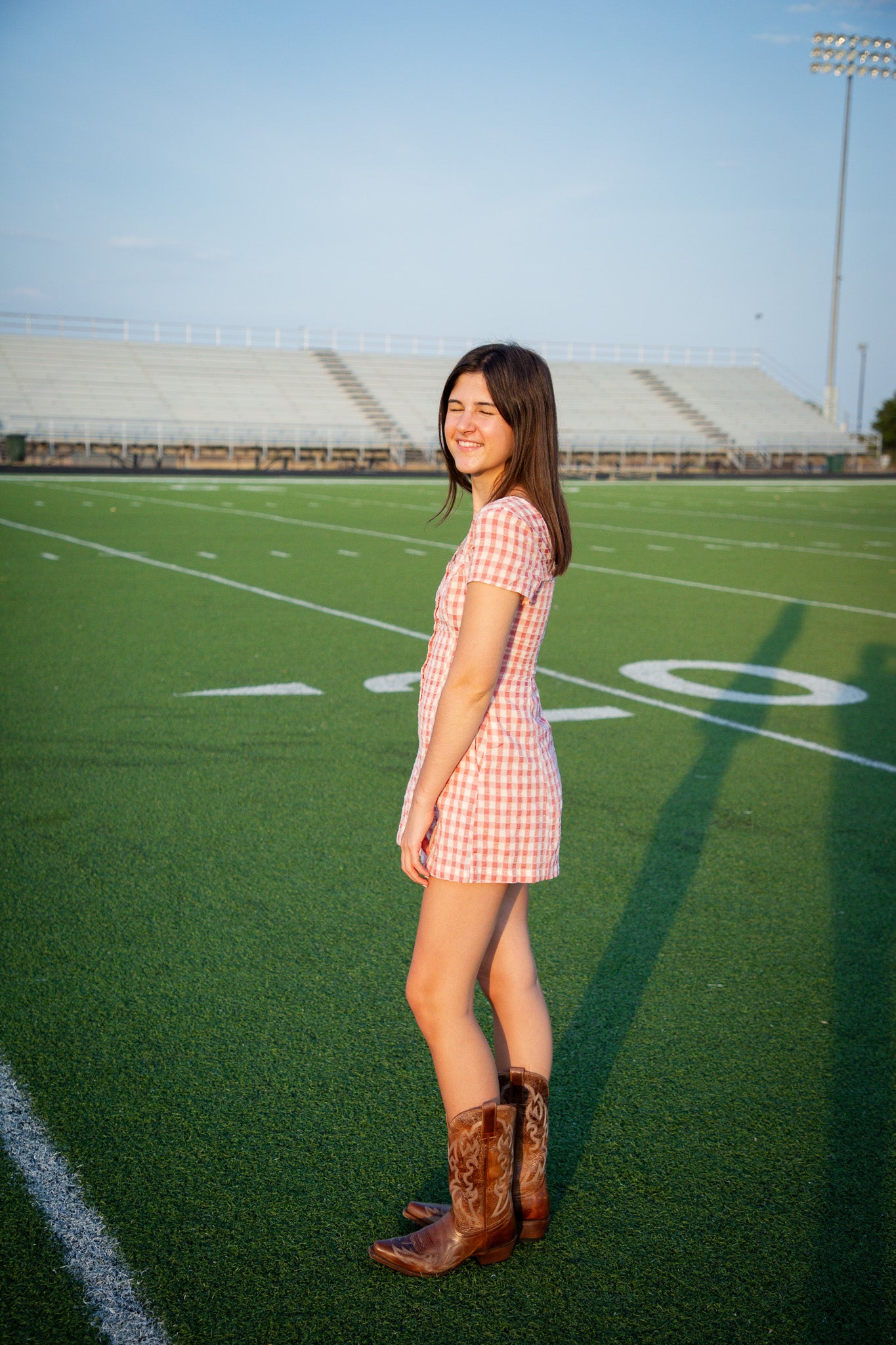 Sideline Plaid Button Down Romper - Coral