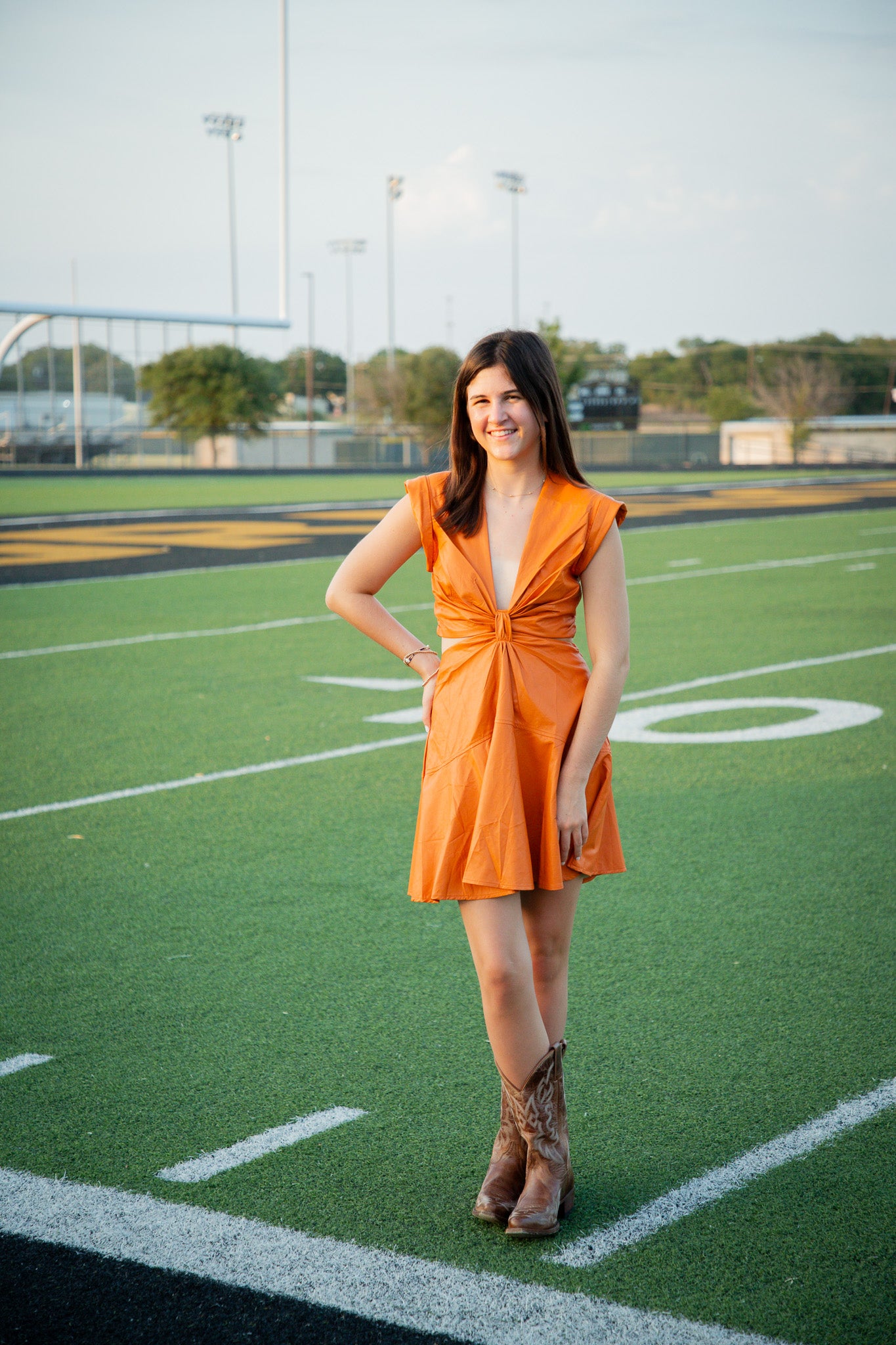 Stadium Faux Leather Cut-Out Dress - Orange