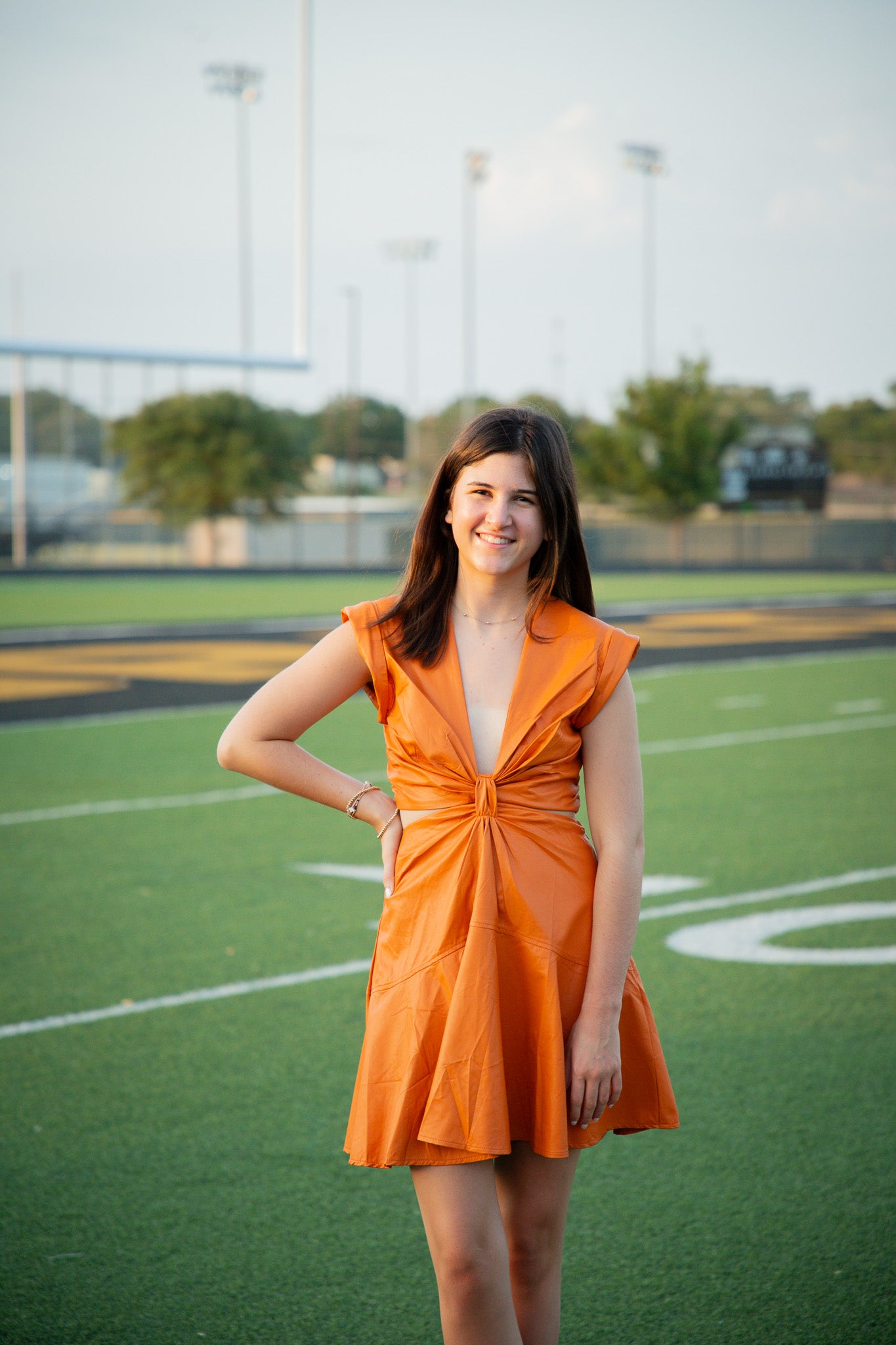 Stadium Faux Leather Cut-Out Dress - Orange