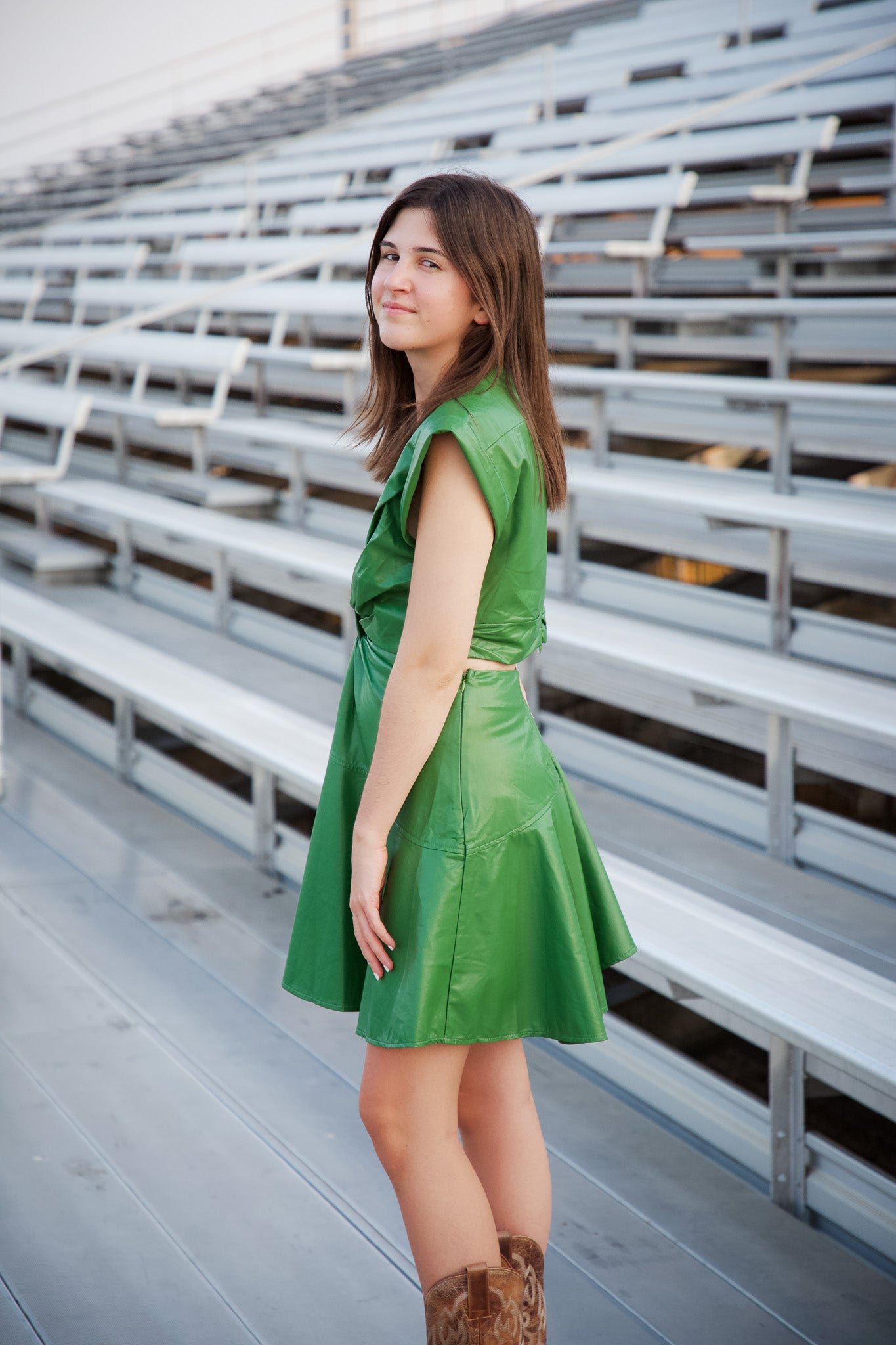 Stadium Faux Leather Cut-Out Dress - Green