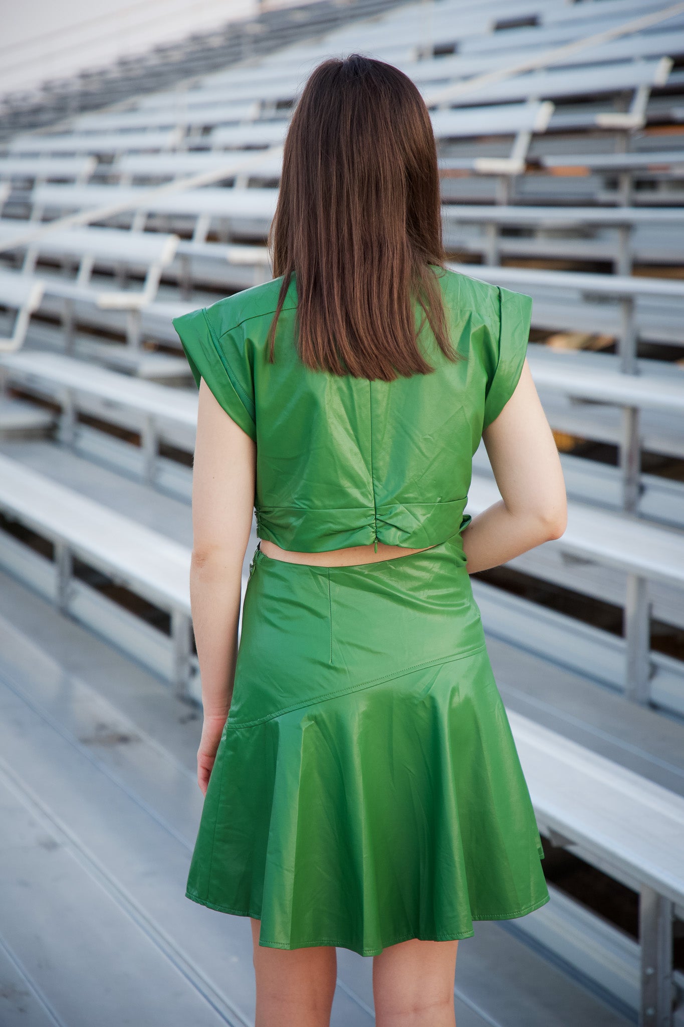 Stadium Faux Leather Cut-Out Dress - Green