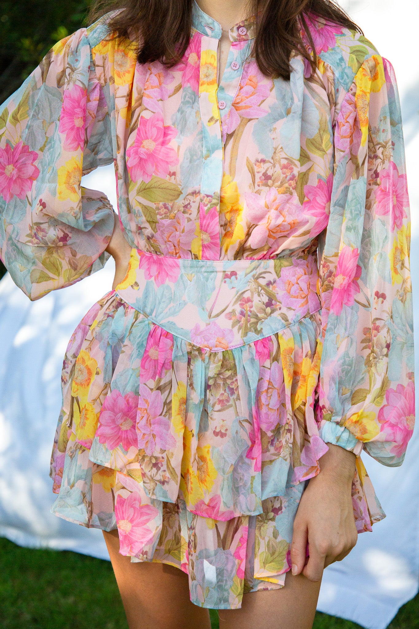 Sophia Floral Tier Ruffle Mini Dress