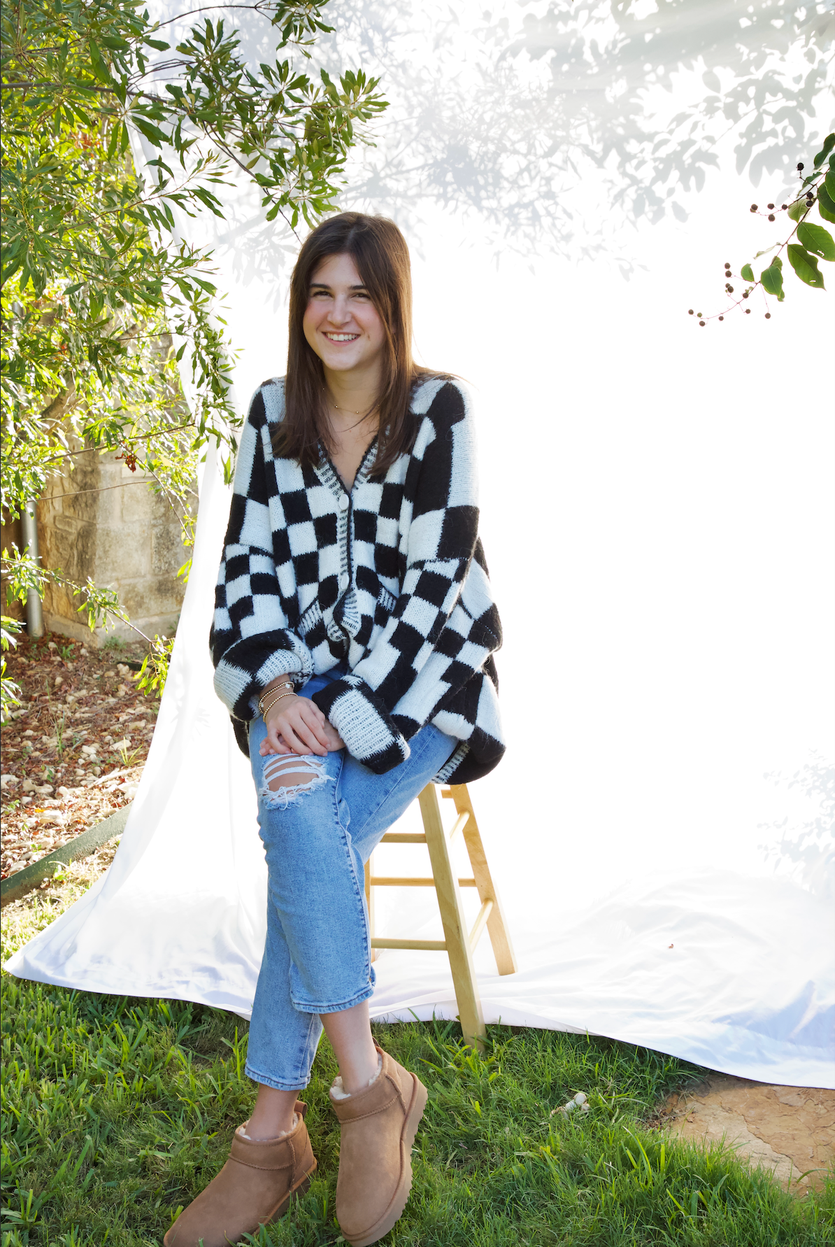 Brooklyn Checkered Oversized Sweater Cardigan